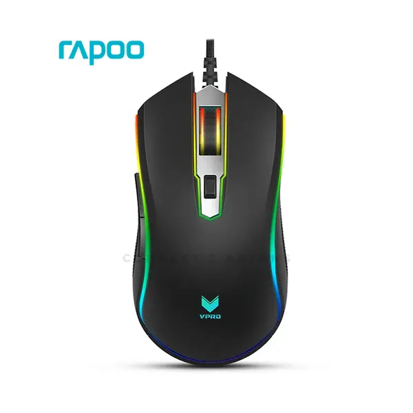 Rapoo V25S RGB Wired Gaming Mouse, PMW3327 Optical Sensor, Up to 6200 DPI, 1000Hz Polling Rate, 8 Programmable Buttons, RGB Lighting