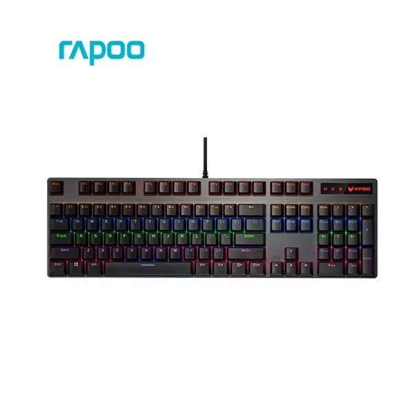 Rapoo V500Pro Gaming Mechanical Keyboard Black, Mechanical Switches, 104-Key Full-Size Layout, RGB Backlighting, Anti-Ghosting Keys, Wired Gaming Keyboard