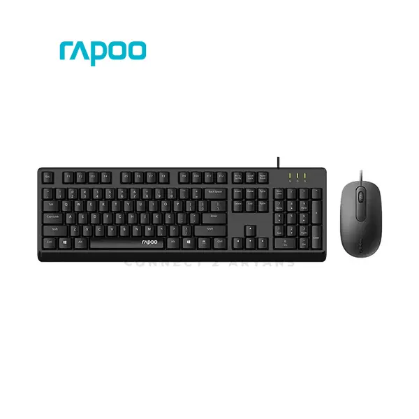 Rapoo X130Pro Wired Keyboard and Mouse Combo Black, 104-Key Full-Size Keyboard, 1000 DPI Optical Mouse, Spill-Resistant Design, USB Plug-and-Play Desktop Combo