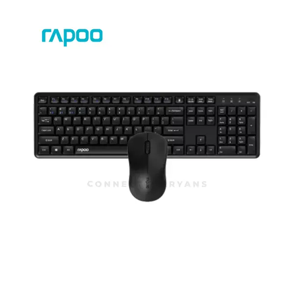 Rapoo X1500PRO Wireless Keyboard and Mouse Combo Black, 104-Key Full-Size Keyboard, 1000 DPI Optical Mouse, 2.4GHz Wireless Connectivity, Spill-Resistant Design, USB Nano Receiver Desktop Combo