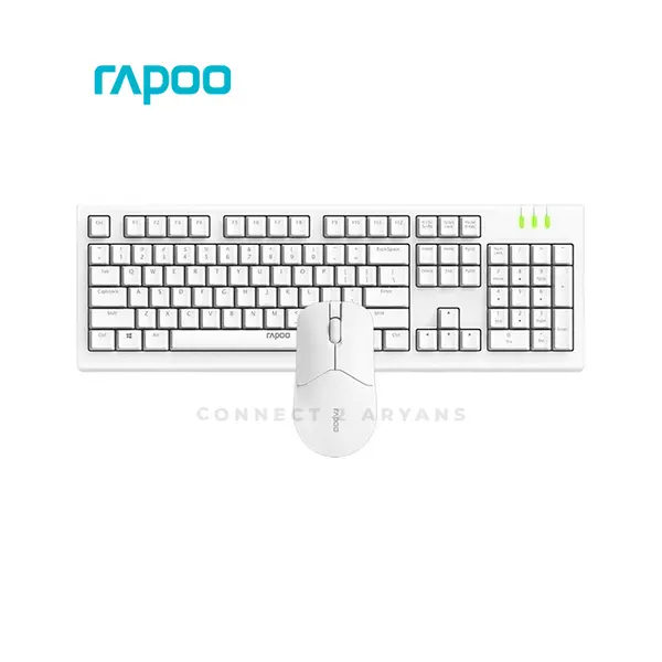 Rapoo X1500PRO Wireless Keyboard and Mouse Combo White, 104-Key Full-Size Keyboard, 1000 DPI Optical Mouse, 2.4GHz Wireless Connectivity, Spill-Resistant Design, USB Nano Receiver Desktop Combo