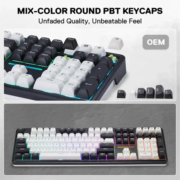 Redragon Antonium Pro K745WB RGB-PRO Tri-Mode RGB Gaming Keyboard, Wired USB-C, Bluetooth, 2.4GHz Wireless Connectivity, Mechanical Gaming Design with Multi-Device Support