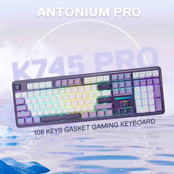 Redragon Antonium Pro K745WP RGB-PRO Tri-Mode RGB Gaming Keyboard, Wired USB-C, Bluetooth, 2.4GHz Wireless Connectivity, Mechanical Gaming Design with Multi-Device Support