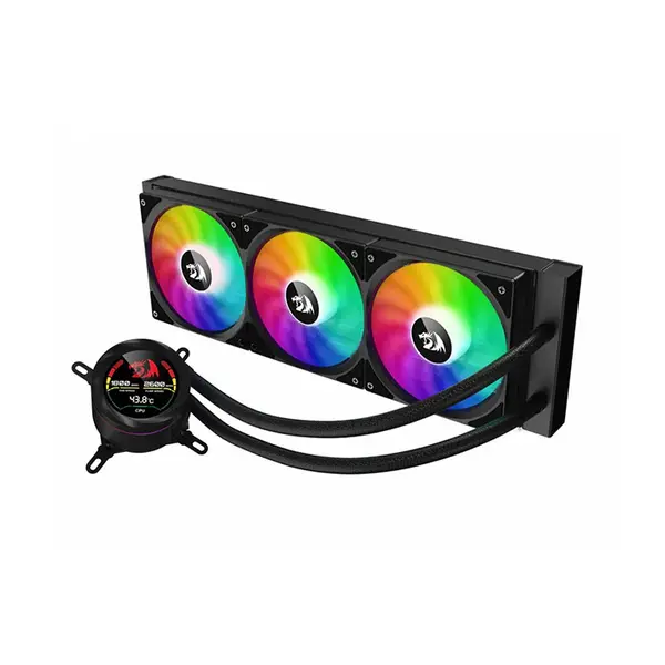 Redragon CCW-1017 ARGB Liquid CPU Cooler, 360mm Radiator Design, Integrated Temperature Display Screen, Triple Fan AIO Cooling System, High-Performance CPU Liquid Cooler