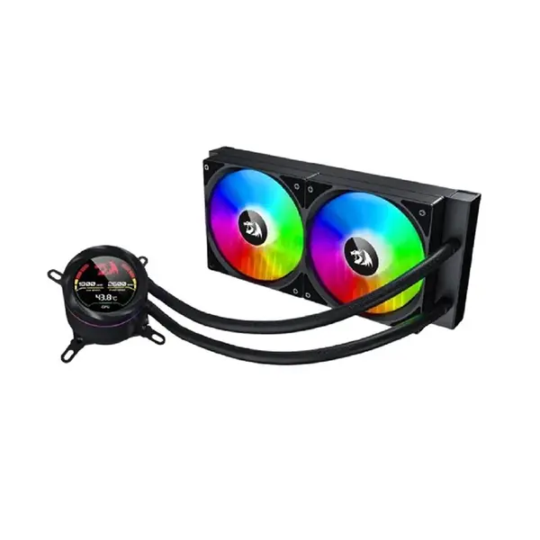 Redragon CCW-1019 ARGB Liquid CPU Cooler, 240mm Radiator Design, Integrated Temperature Display Screen, Dual Fan AIO Cooling System, High-Performance CPU Liquid Cooler