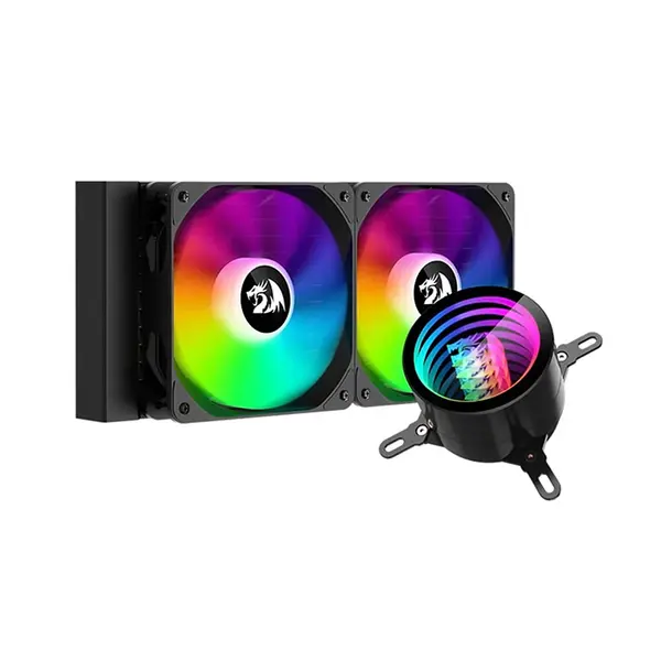 Redragon CCW-3011 ARGB Liquid CPU Cooler Black Edition, 240mm Radiator Design, Dual 120mm ARGB Cooling Fans, High-Performance All-in-One Liquid Cooling Solution for Gaming PCs