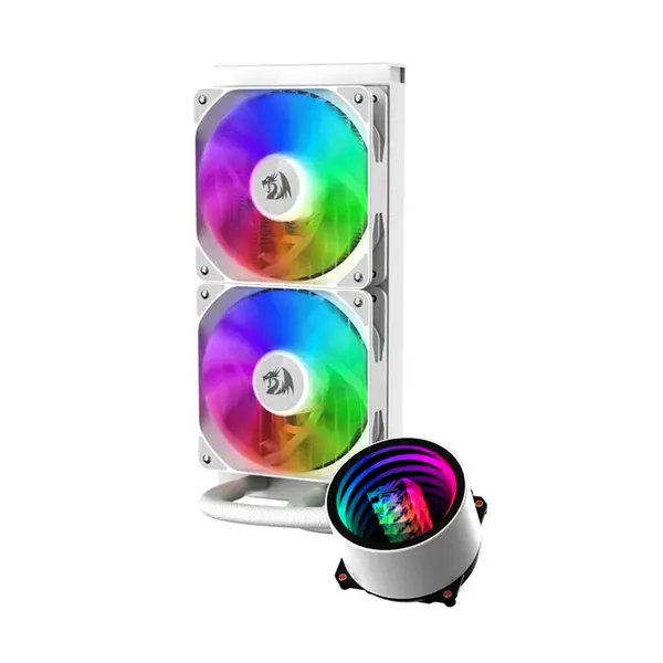 Redragon CCW-3011W ARGB Liquid CPU Cooler White Edition, 240mm Radiator Design, Dual 120mm ARGB Cooling Fans, High-Performance All-in-One Liquid Cooling Solution for Gaming PCs