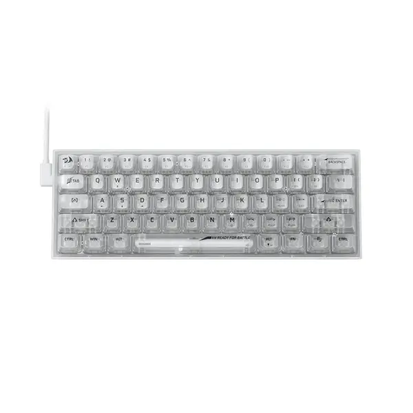 Redragon K617 CT Transparent RGB Mechanical Gaming Keyboard, 61-Key Compact 60% Layout, Transparent Chassis Design, Wired USB Connectivity, RGB Backlighting Effects, Mechanical Gaming Keyboard
