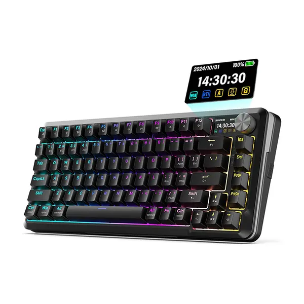 Redragon Flekact Pro K708-RGB Pro Tri-Mode RGB Gaming Keyboard, Wired USB-C, Bluetooth, 2.4GHz Wireless, Mechanical Gaming Design, Multi-Device Connectivity