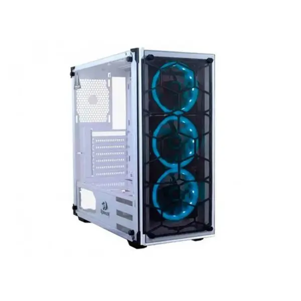 Redragon GC-606 Wheel Jack RGB Gaming PC Case White Edition, ATX Mid-Tower Chassis, 3×120mm Pre-Installed Cooling Fans, Tempered Glass Side Panel, High-Airflow Gaming Cabinet