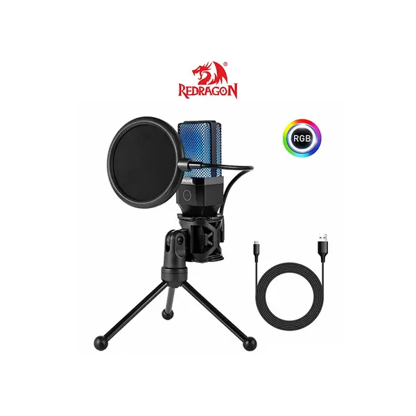 Redragon GM212 ADNE Streaming Microphone, USB Connectivity, Gaming and Content Creation Audio Design, Clear Voice Recording Performance, Plug-and-Play Streaming Microphone