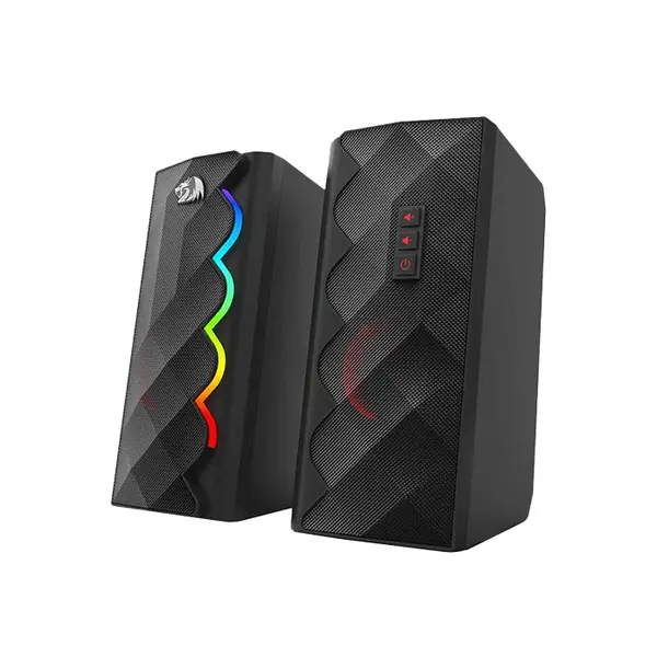 Redragon GS522 Cipher Gaming Speakers, 2.0 Channel Stereo Audio System, RGB Lighting Effects, USB Powered Design, Compact Desktop Gaming Speaker Set