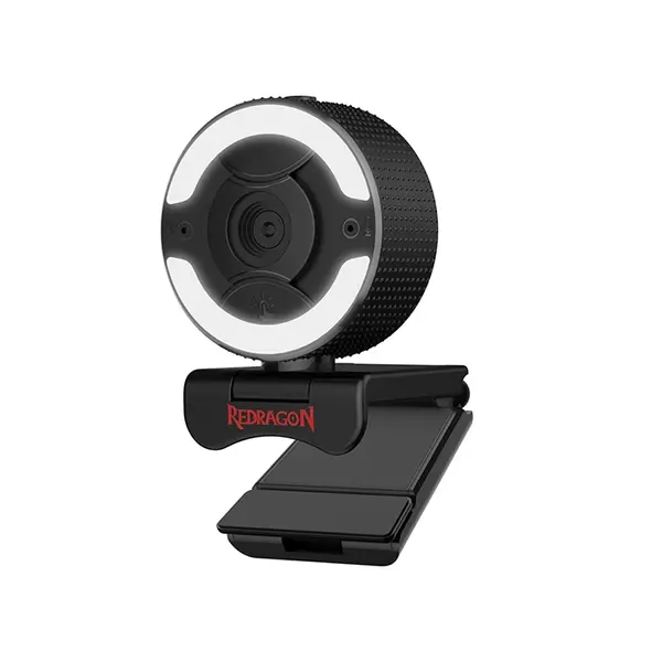 Redragon GW910 ONESHOT 1080P Webcam, Full HD 1920×1080 Video Resolution, 5-Level Digital Zoom, Integrated Ring Light Design, USB Plug-and-Play Connectivity, Streaming and Content Creation Camera