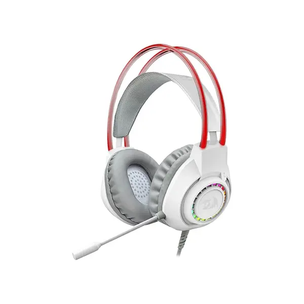 Redragon H231W SCREAM Wired Gaming Headset White Edition, 40mm Audio Drivers, Stereo Sound Performance, RGB Lighting Effects, Wired Gaming Audio Design, Comfortable Gaming Headphones