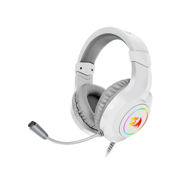 Redragon H260W HYLAS RGB Wired Gaming Headset White Edition, 50mm High-Fidelity Audio Drivers, Stereo Sound Performance, RGB Lighting Effects, 3.5mm Audio Connectivity, Comfortable Gaming Audio Headphones