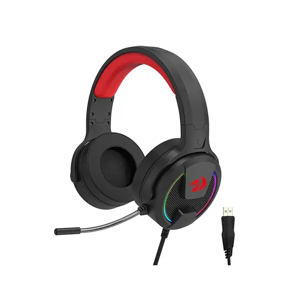 Redragon H315 REBELLION RGB Wired Gaming Headset, 40mm Audio Drivers, USB Connectivity, RGB Lighting Effects, Lightweight Gaming Audio Design, Wired Gaming Headphones