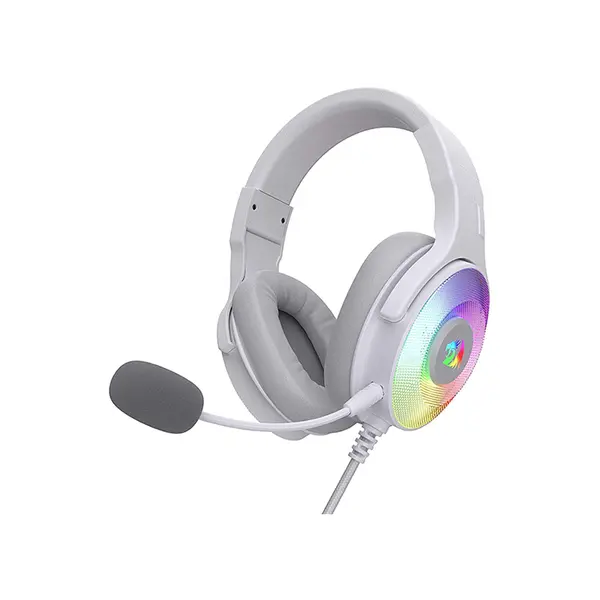 Redragon H350W-RGB-1 Pandora 2 Lunar White RGB Wired Gaming Headset, 50mm High-Fidelity Audio Drivers, RGB Lighting Effects, Detachable Noise-Reducing Microphone, USB Wired Gaming Audio Headphones