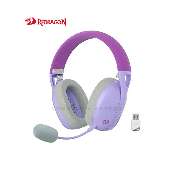 Redragon H848PL IRE Wireless Gaming Headset Purple, Tri-Mode Wireless Connectivity, 7.1 Surround Sound, Detachable Microphone, Lightweight Gaming Headset