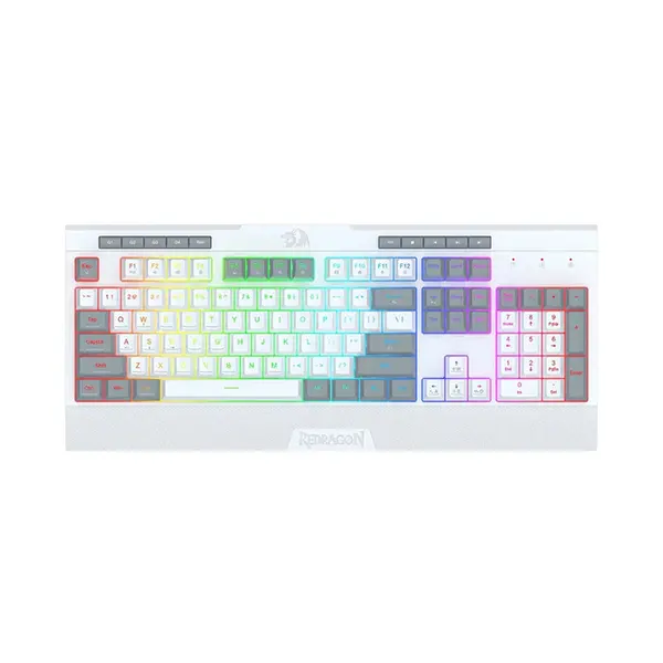 Redragon K525 WG Shiva Lite RGB Membrane Gaming Keyboard White Edition, Full-Size Layout, RGB Backlighting Effects, Dedicated Multimedia Controls, Wired USB Connectivity, Gaming Keyboard