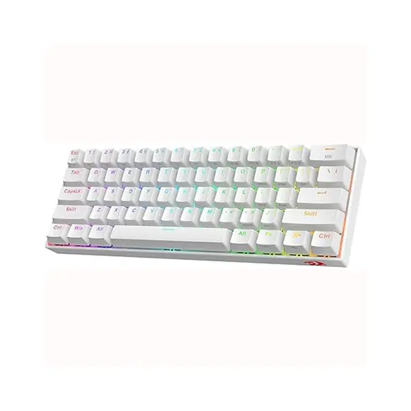 Redragon K530W DRACONIC Pro RGB Mechanical Gaming Keyboard White Edition, 60% Compact Layout, Tri-Mode Wireless Connectivity, Red Mechanical Switches, RGB Backlighting Effects, Premium Gaming Keyboard