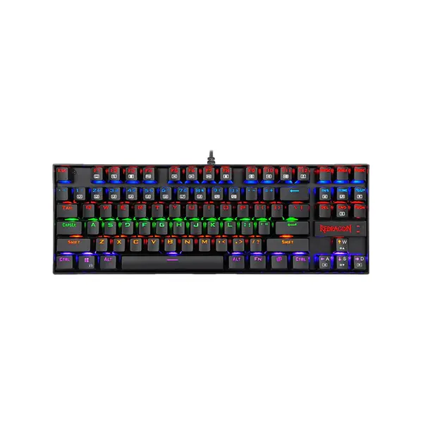 Redragon K552-RGB-1 Kumara RGB Mechanical Gaming Keyboard, 87-Key Tenkeyless Layout, RGB Backlighting Effects, Wired USB Connectivity, Compact Mechanical Gaming Keyboard