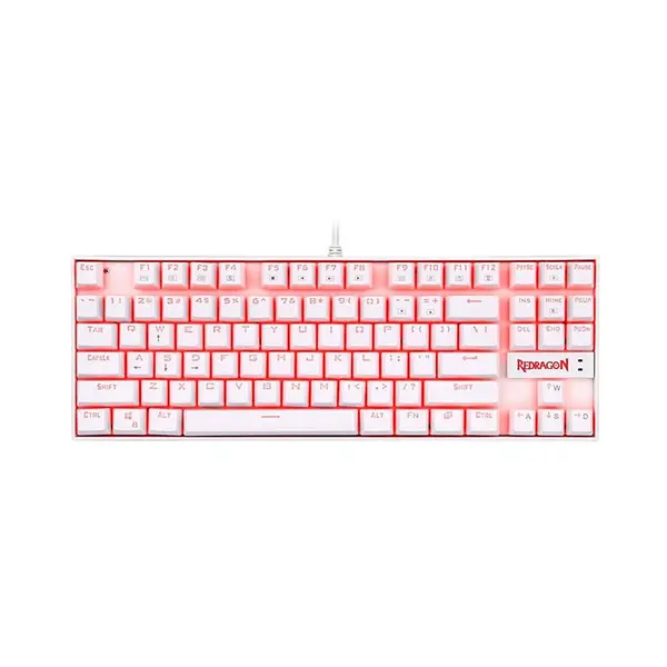 Redragon K552W KUMARA RGB Mechanical Gaming Keyboard White Edition, Tenkeyless 87-Key Layout, Wired USB Connectivity, Mechanical Switch Design, RGB Backlighting Effects, Compact Gaming Keyboard