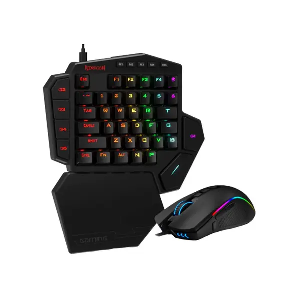 Redragon K585-BA RGB Gaming Combo Set, K585 DITI One-Handed Mechanical Gaming Keyboard, M721-PRO RGB Gaming Mouse, Wired USB Connectivity, Professional Gaming Peripheral Bundle