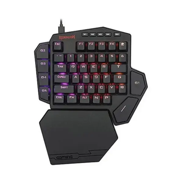Redragon K585 DITI One-Handed RGB Mechanical Gaming Keyboard, Blue Mechanical Switches, Compact Single-Hand Layout, RGB Backlighting Effects, Wired USB Connectivity, Dedicated Gaming Keypad for Competitive Gaming
