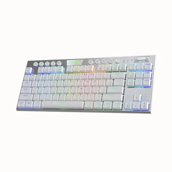 Redragon K621W HORUS PRO TKL Low Profile RGB Mechanical Gaming Keyboard, 3-Mode Wireless Connectivity, White Edition