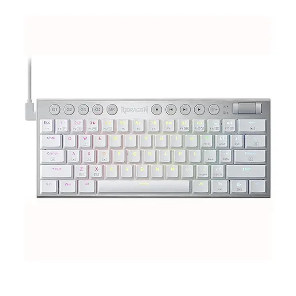 Redragon K632W HORUS RGB 60% Mechanical Gaming Keyboard, Compact Layout, Wired Connectivity, White Edition