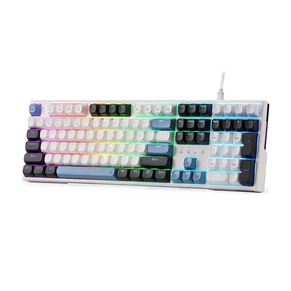 Redragon K668 WGB TRUNDLE RGB Mechanical Gaming Keyboard, Wired USB Connectivity, Full Size Layout, White Grey Black Edition