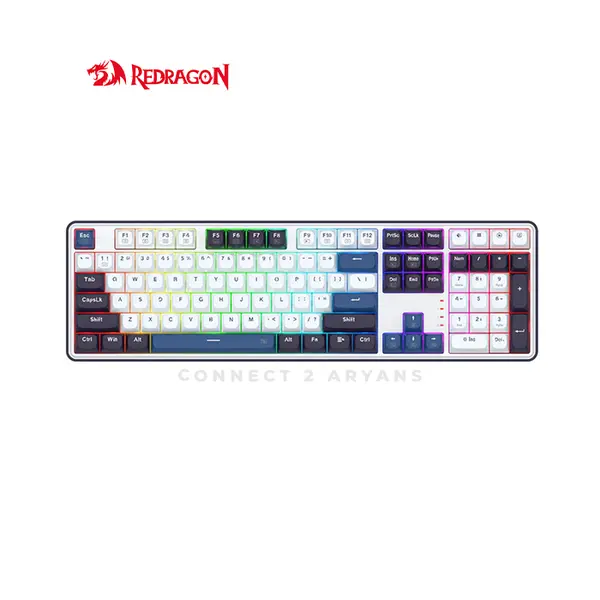 Redragon K689WBB WYVERN PRO RGB Mechanical Keyboard, Tri-Mode Wireless Connectivity, 108-Key Full Size Layout, Hot-Swappable Mint Mambo Switches, Gasket Mount Design, PBT Keycaps