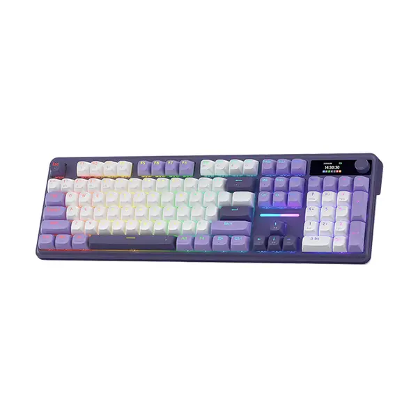 Redragon K762 Terraflare Pro Wireless Mechanical Gaming Keyboard, Full-Size Layout, Integrated LCD Display Screen, Tri-Mode Wireless Connectivity, RGB Backlighting Effects, Mechanical Gaming Keyboard