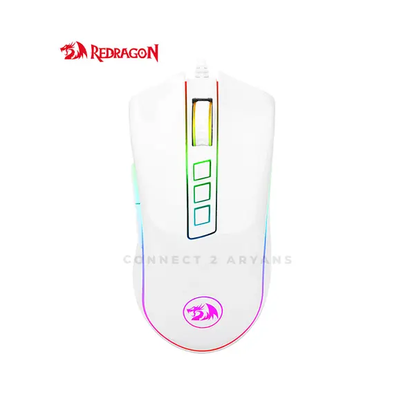 Redragon Cobra CHROMA M711W RGB Gaming Mouse White, 10000 DPI Optical Sensor, RGB Backlighting Effects, Ergonomic Gaming Design, Programmable Buttons, Wired USB Gaming Mouse