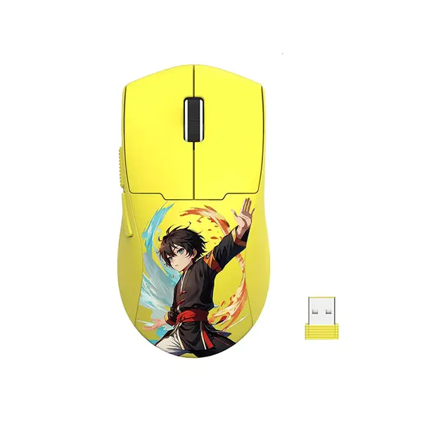 Redragon King Max M918 AKB-Pro Anime Yellow Wireless Gaming Mouse, 26000 DPI Optical Sensor, Tri-Mode Connectivity