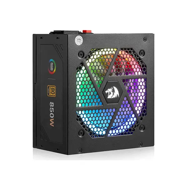 Redragon PS007 Gaming PC Power Supply, 850W Output Capacity, 80 PLUS Gold Certified Efficiency, Fully Modular Cable Design, RGB Lighting Effects, High-Performance Gaming PSU