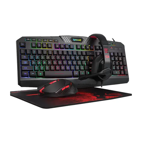 Redragon S101-BA-2 Wired Gaming Combo Set, Gaming Keyboard, Mouse, Headset and Mouse Pad Bundle, Wired USB Connectivity, Complete Gaming Peripheral Starter Package
