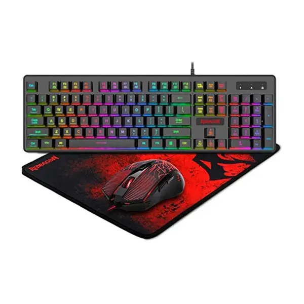 Redragon S107 RGB LED Gaming Combo Set, Gaming Keyboard, Gaming Mouse and Mouse Pad Bundle, RGB LED Lighting Effects, Wired USB Connectivity, Complete Gaming Peripheral Package