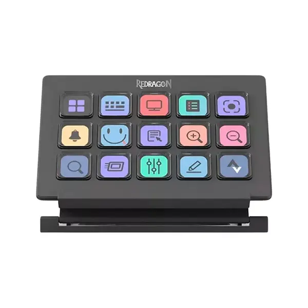 Redragon SS-550 Streamcraft USB Macro Pad, 15 Customizable LCD Keys, LED Display Buttons, USB Connectivity, Stream Control Keypad for Content Creation and Productivity