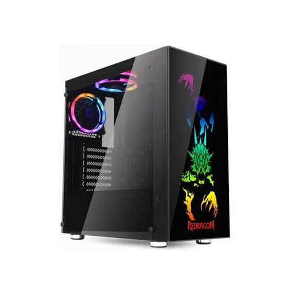 Redragon GC-608 STEELJAW PRO RGB Gaming PC Case, ATX Mid-Tower Chassis, RGB Lighting Support, Tempered Glass Side Panel Design, Gaming Cabinet for High-Performance PC Builds