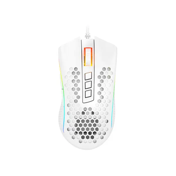 Redragon Storm Elite M988W RGB Gaming Mouse White Edition, 16000 DPI Optical Sensor, Lightweight Honeycomb Design, RGB Lighting Effects, Wired USB Connectivity, High-Performance Gaming Mouse