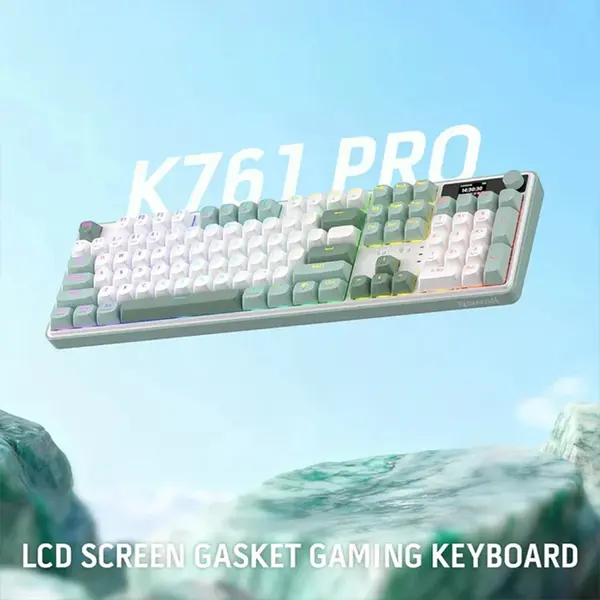 Redragon Wyvern LCD Pro K761WG RGB-PRO Tri-Mode RGB Gaming Keyboard, Wired USB-C, Bluetooth, 2.4GHz Wireless Connectivity, LCD Display, Mechanical Gaming Keyboard with Multi-Device Support