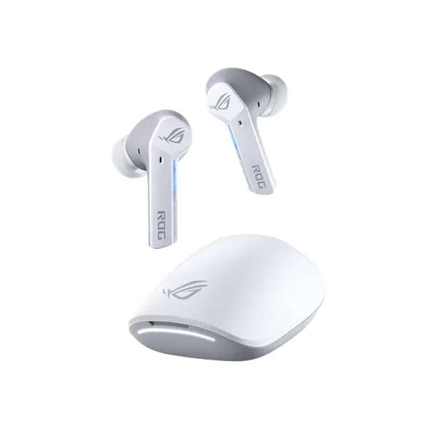 ASUS ROG Cetra True Wireless White Gaming Earbuds, Low-Latency Wireless Audio, Active Noise Cancellation, IPX4 Water Resistance, ASUS Aura RGB