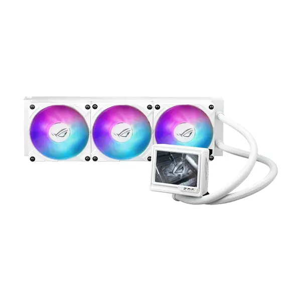 ASUS ROG Ryujin III 360 ARGB Extreme White Edition CPU Liquid Cooler, 3.5 Inch IPS LCD, Asetek Emma Gen8 V2 Pump, Triple 120mm Magnetic ARGB Fans