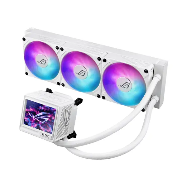 ASUS ROG Ryujin III 360 ARGB Extreme White Edition CPU Liquid Cooler, 3.5 Inch IPS LCD, Asetek Emma Gen8 V2 Pump, Triple 120mm Magnetic ARGB Fans