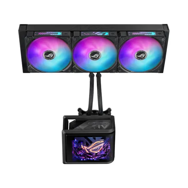 ASUS ROG Ryuo IV SLC 360 ARGB CPU Liquid Cooler, 6.67 Inch Curved AMOLED Display, 360mm Radiator, Triple MF-12C ARGB Fans