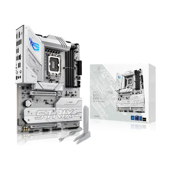 ASUS ROG STRIX B860-A GAMING WIFI ATX Motherboard, Intel B860 Chipset, LGA1851 Socket, DDR5 Memory Support, PCIe 5.0 Graphics and Storage Support, WiFi 7 Connectivity, Thunderbolt 4 USB Type-C, White Edition High-Performance Gaming Motherboard