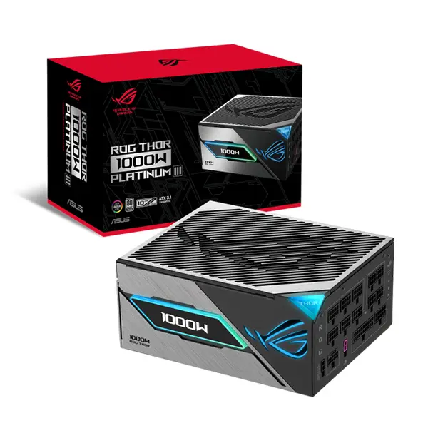 ASUS ROG Thor 1000W Platinum III Fully Modular Gaming Power Supply, 80 Plus Platinum, ATX 3.1, PCIe 5.1 Ready, Magnetic OLED Display