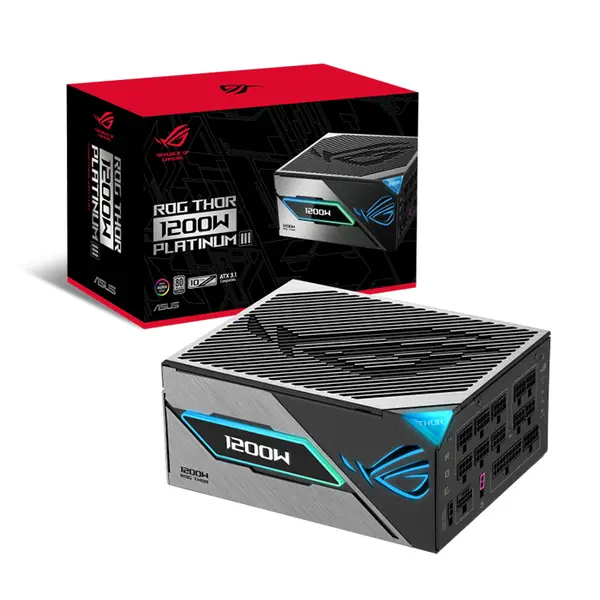 ASUS ROG Thor 1200W Platinum III Fully Modular Gaming Power Supply, 80 Plus Platinum, ATX 3.1, PCIe 5.1 Ready, GaN MOSFET, Magnetic OLED Display