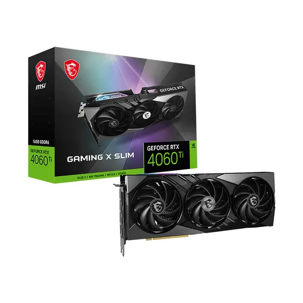 MSI GeForce RTX 4060 Ti GAMING X SLIM 16G 16GB GDDR6 Graphics Card, Triple Fan Cooling, PCIe 4.0, HDMI 2.1a, DisplayPort 1.4a